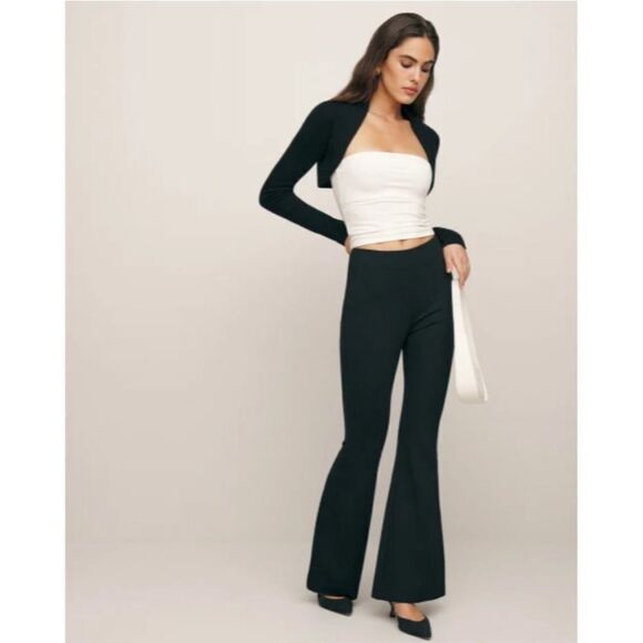 Reformation Jolie Pant in Black Knit Stretchy Flare Hidden Zip NWT size 8 $178 - Picture 8 of 9